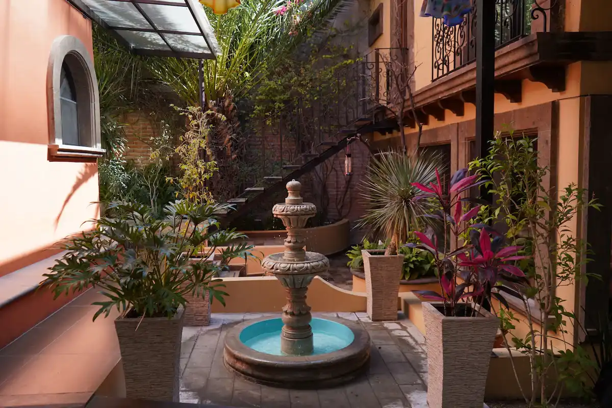 Courtyard fountain at Hotel Casa Don Quijote